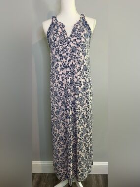 J. Jill Cream and Navy Floral Top